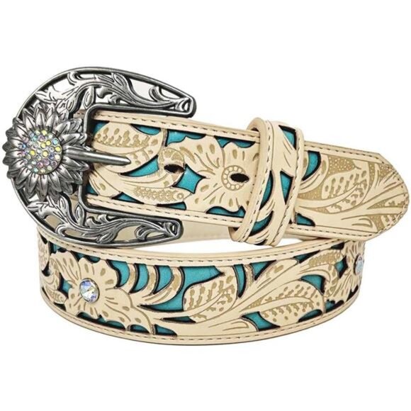 TOPACC Western Belts for Women Men Cowgirl Cowboy Country Belts with Buckles - Picture 7 of 8